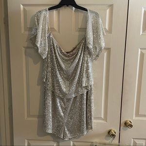 Off The Shoulder Sparkly Romper